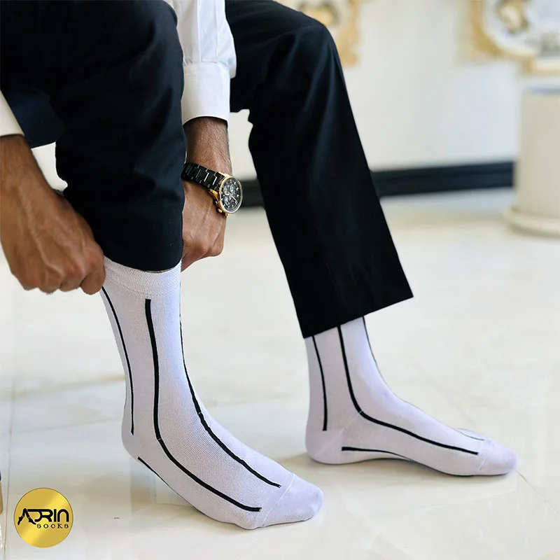 جوراب مردانه ساق دار طرح راه راه کلاسیک